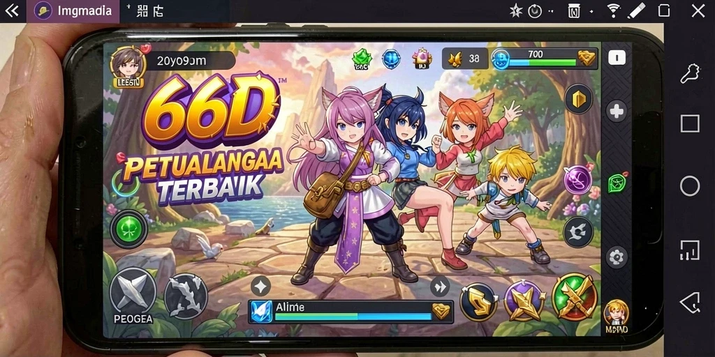 Screenshot menunjukkan aksi seru dari game anime 66D.