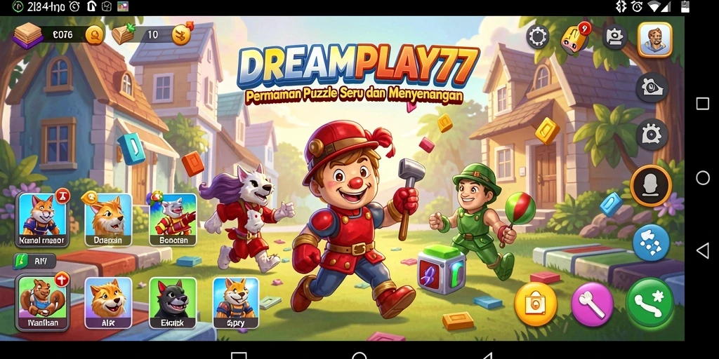 Tampilan gameplay menarik dari permainan puzzle DREAMPLAY77.