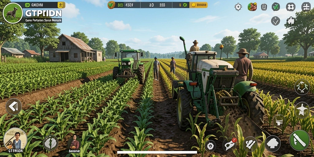 Tampilan gameplay pertanian yang asyik dan interaktif di GTPIDN.