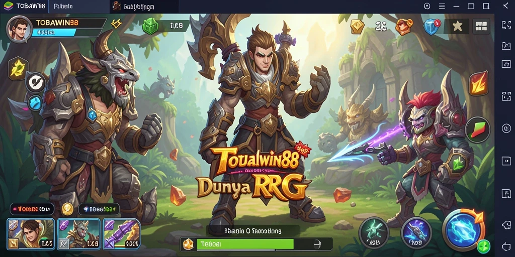 Tampilan gameplay TOBAWIN88 menampilkan pertarungan yang intens dan karakter yang beragam.