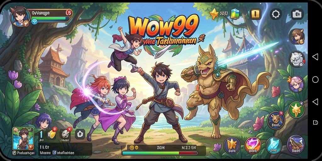 Tampilan pertarungan seru dalam game Anime WOW99.